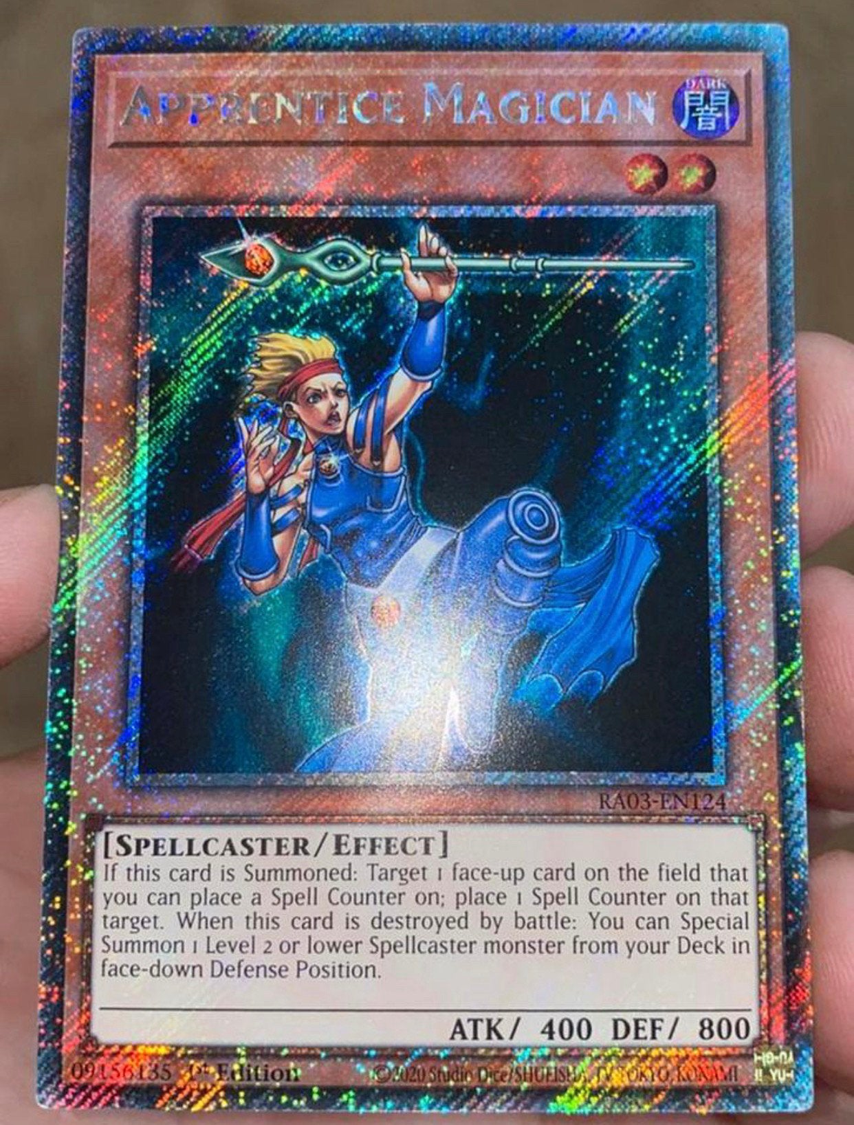 Yu-Gi-Oh! Apprentice Magician RA03 1st Edition !, Ophalen of Verzenden, Zo goed als nieuw, Losse kaart, Foil