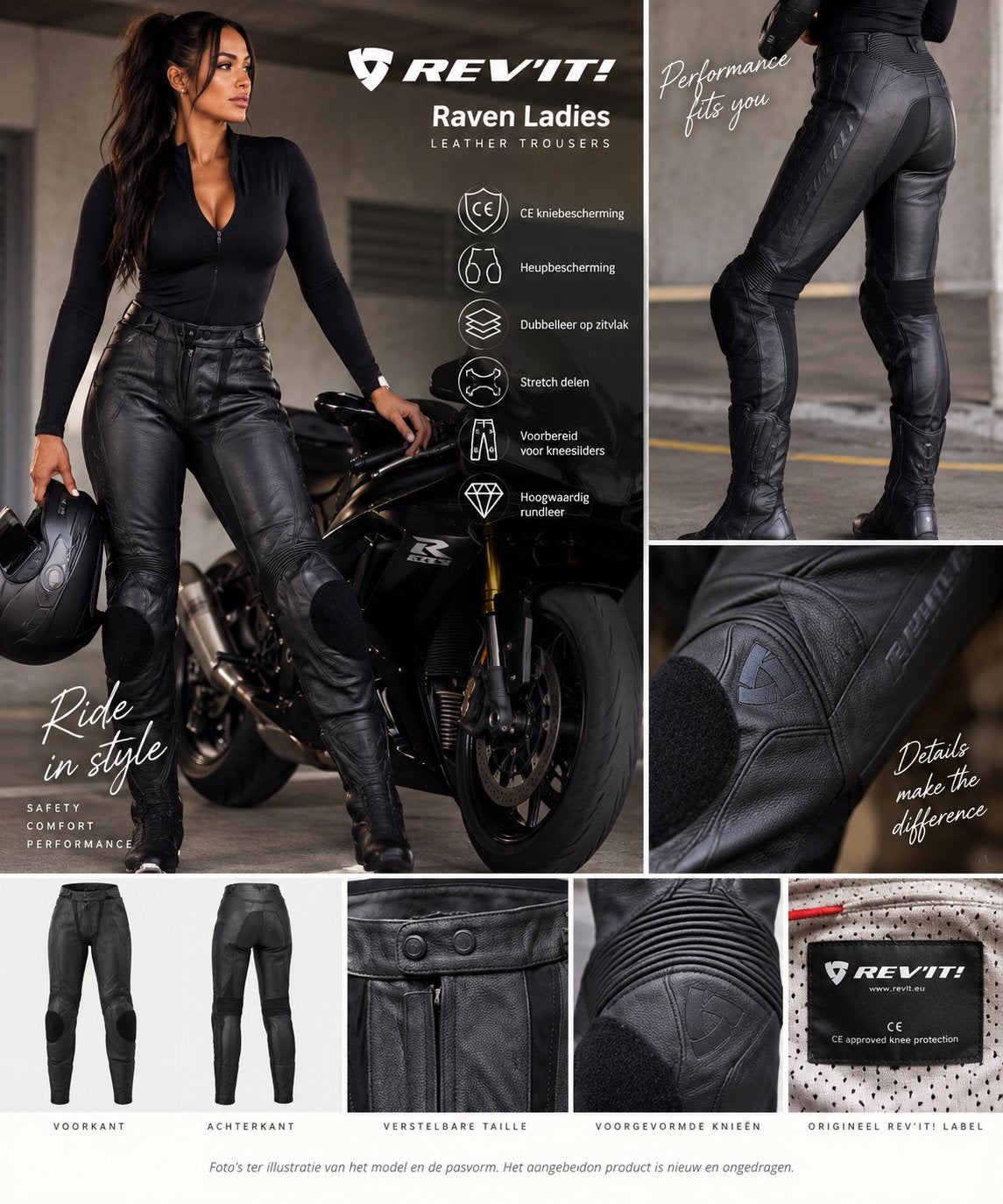 NIEUW REV’IT! Raven Ladies leren motorbroek, Ophalen of Verzenden, Dames, Broek | leer