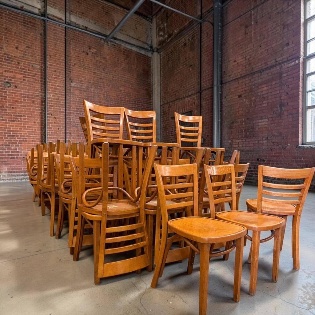 Vintage houten bistro stoel/ café stoel / boerenstoel, Ophalen, Gebruikt, Bruin, Eén
