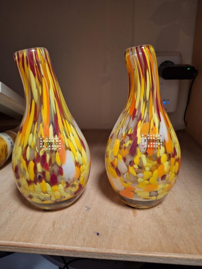 Fidrio glas vaasjes, Overige kleuren, Ophalen of Verzenden, Minder dan 50 cm, Glas