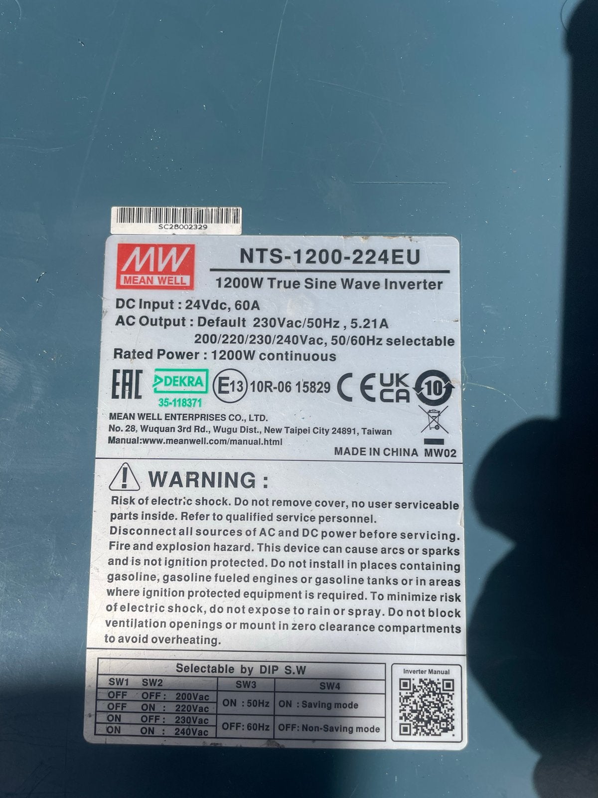 Mean Well NTS-1200-224EU Omvormer 1200W, Ophalen of Verzenden, Zo goed als nieuw, Overige merken, Omvormer