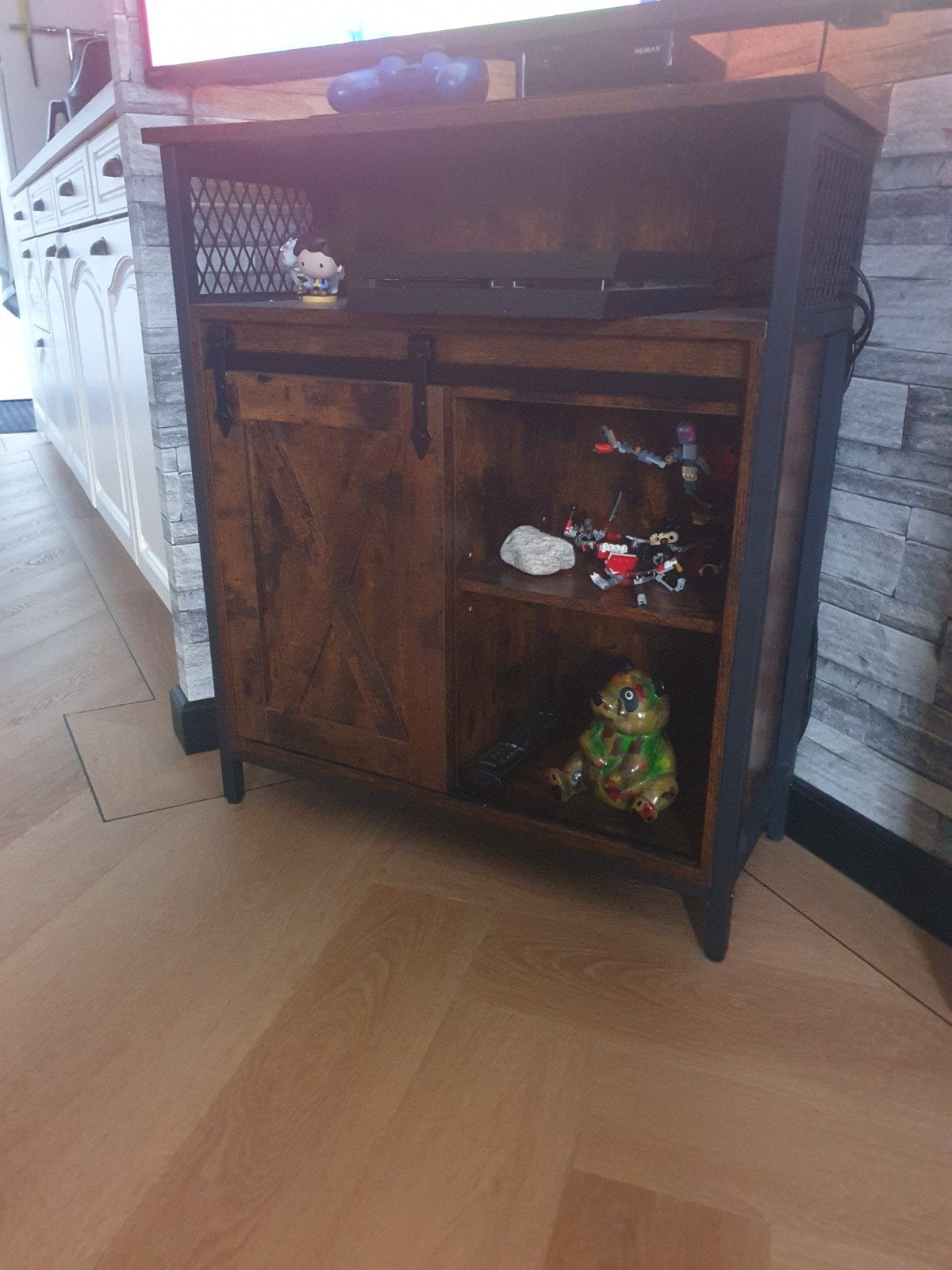 TV-meubel / Dressoir met schuifdeur - Industrieel design, Overige houtsoorten, Gebruikt, Minder dan 100 cm, Industrieel