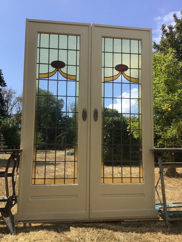 Glas in lood ensuite schuifdeuren, Ophalen, 120 cm of meer, Binnendeur, 200 tot 215 cm