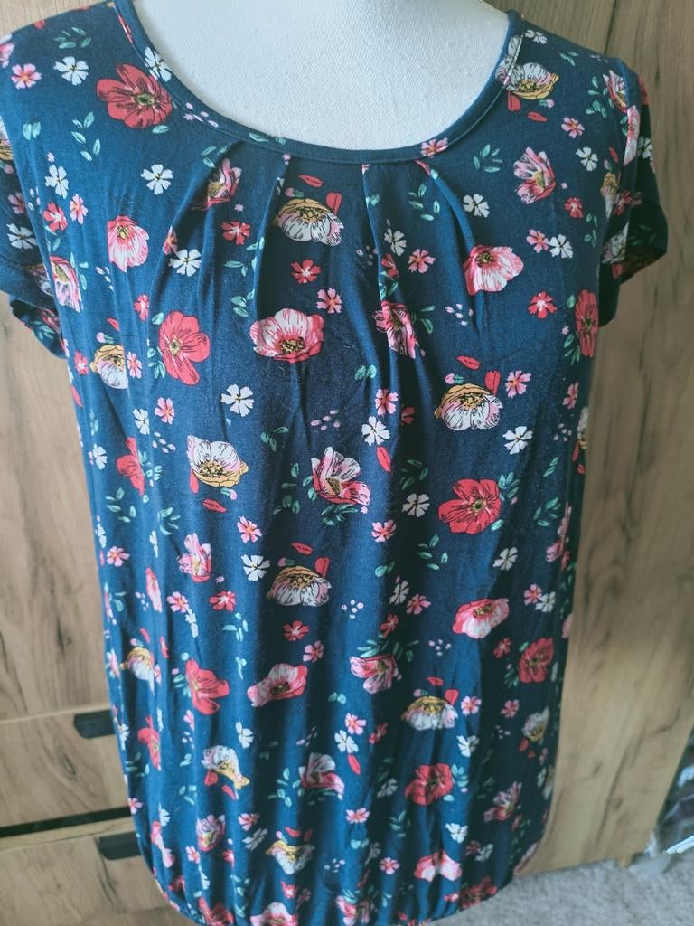 Tantilly balloon top blauw bloem maat S, Zo goed als nieuw, Korte mouw, Maat 36 (S), Tantilly