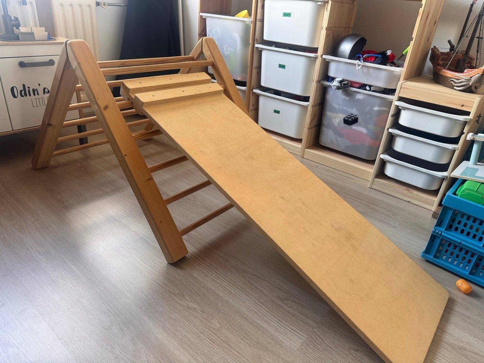 Houten opvouwbaar klimrek met glijbaan/trap, Kinderen en Baby's, Ophalen, Zo goed als nieuw, Glijbaan