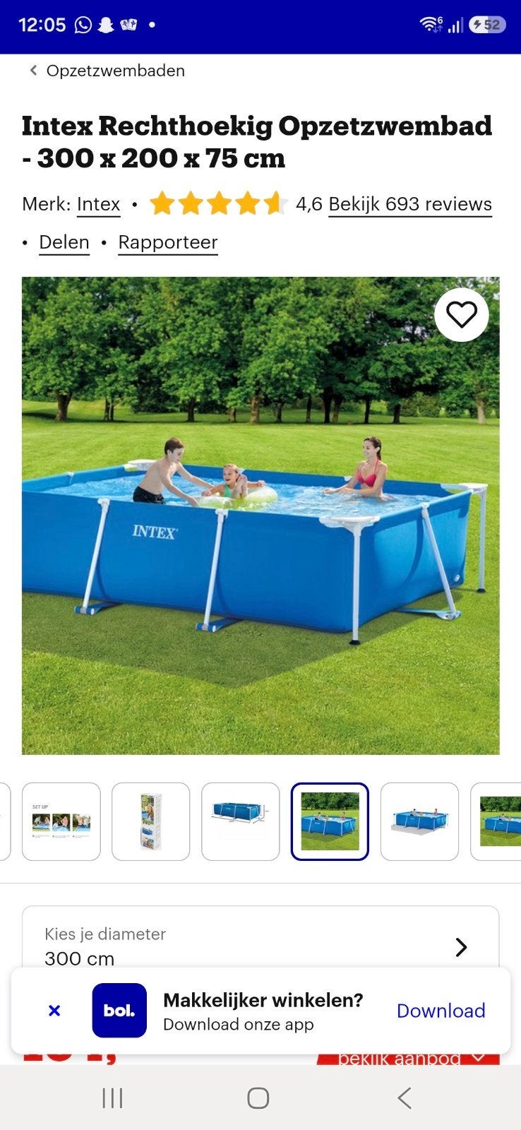 intex zwembad 300x200x75, Ophalen, Zo goed als nieuw, Opzetzwembad, 200 tot 400 cm