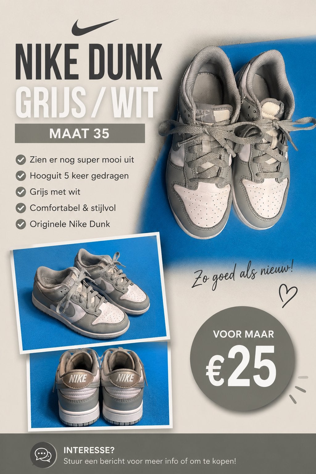 Nike dunk, Kinderen en Baby's, Kinderkleding | Schoenen en Sokken, Ophalen, Zo goed als nieuw, Jongen of Meisje