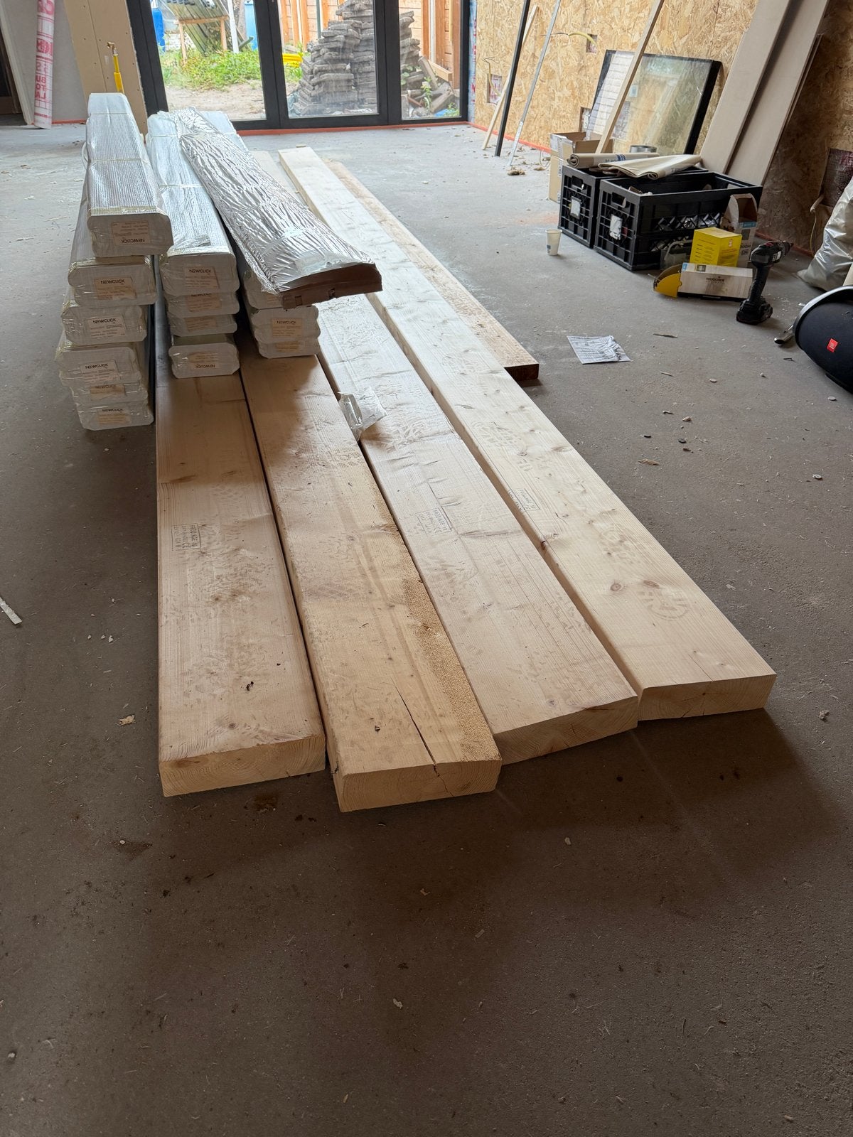 4 houten balken 70x220 mm, lengte 540 cm, Ophalen, Nieuw, Balk, Vuren
