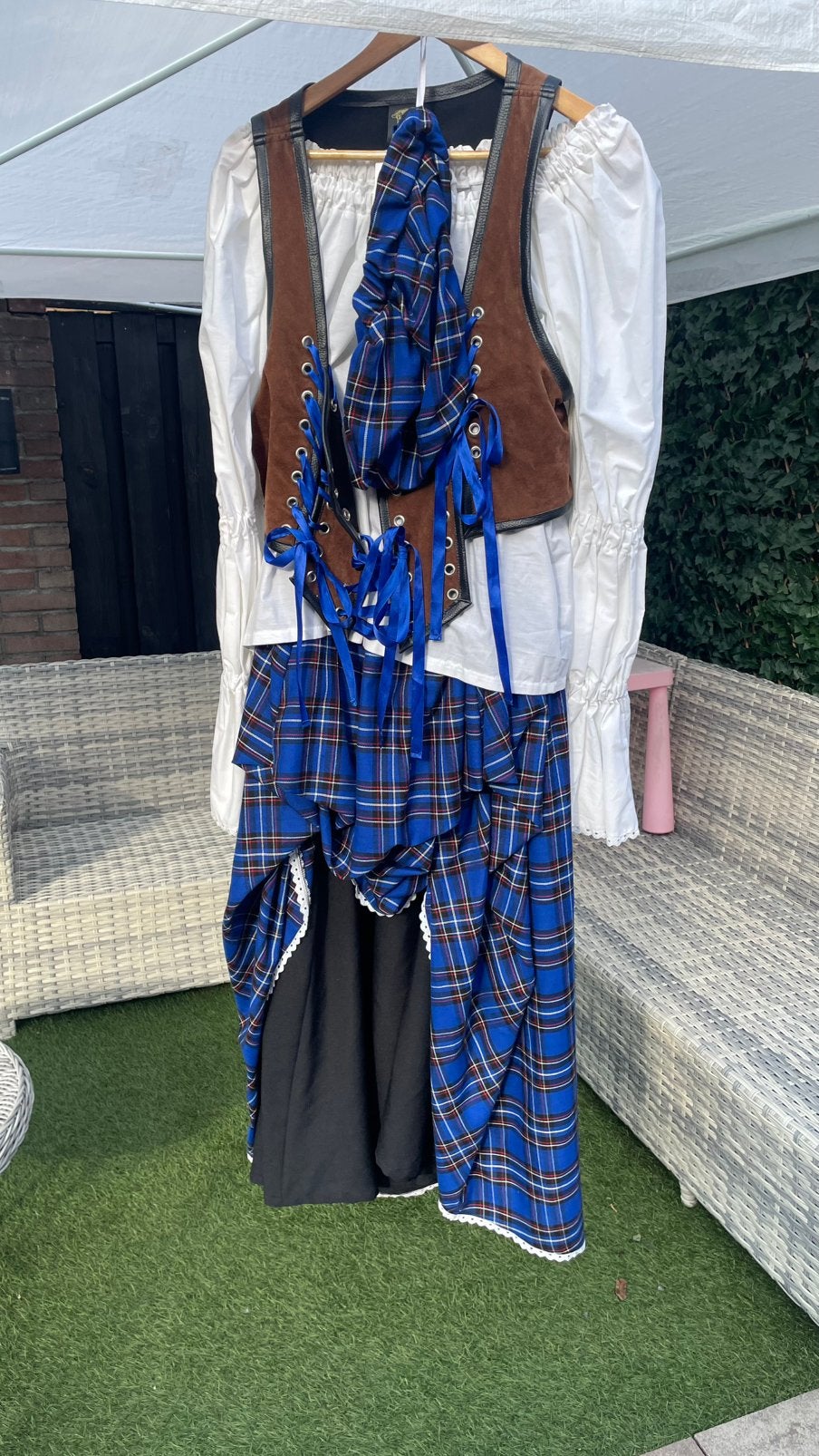 Schotse dame kostuum L, Ophalen of Verzenden, Zo goed als nieuw, Maat 38/40 (M), Carnaval