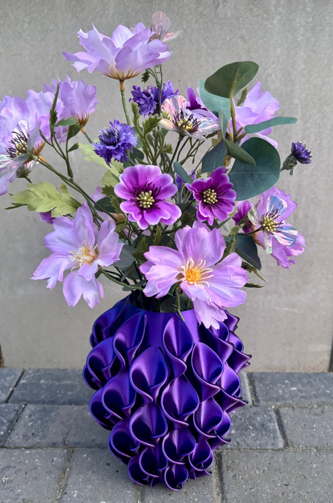 Actie! Compleet bloemen boeket  + 3D Design Vaas - 3 kleurig, Inclusief kunstbloemen, 55 cm, Www.discountfashioncorner.nl, Ophalen of Verzenden