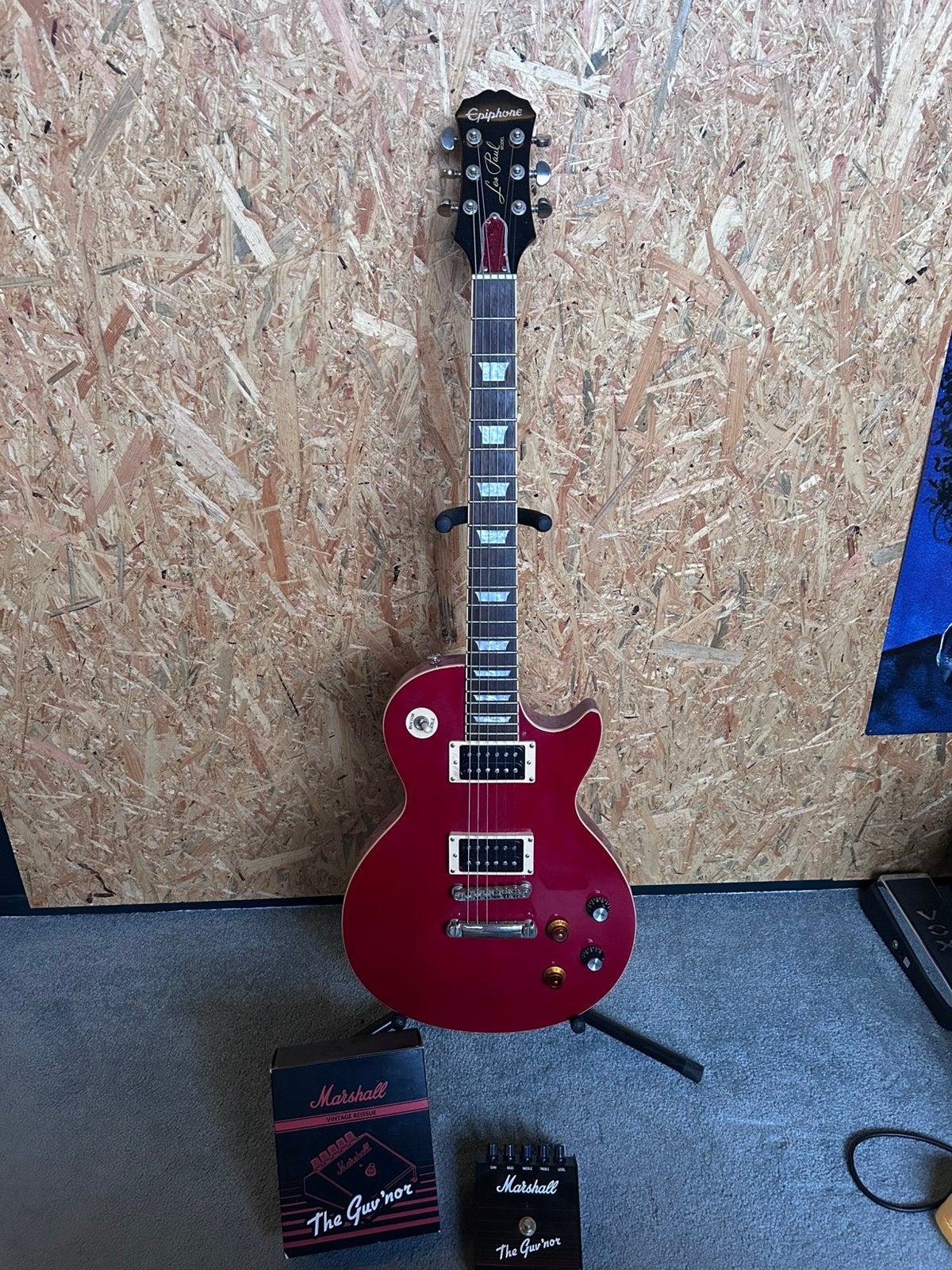 2013 Epiphone les paul + Marshall Guv’nor vintage reissue, Ophalen of Verzenden, Zo goed als nieuw, Solid body, Epiphone