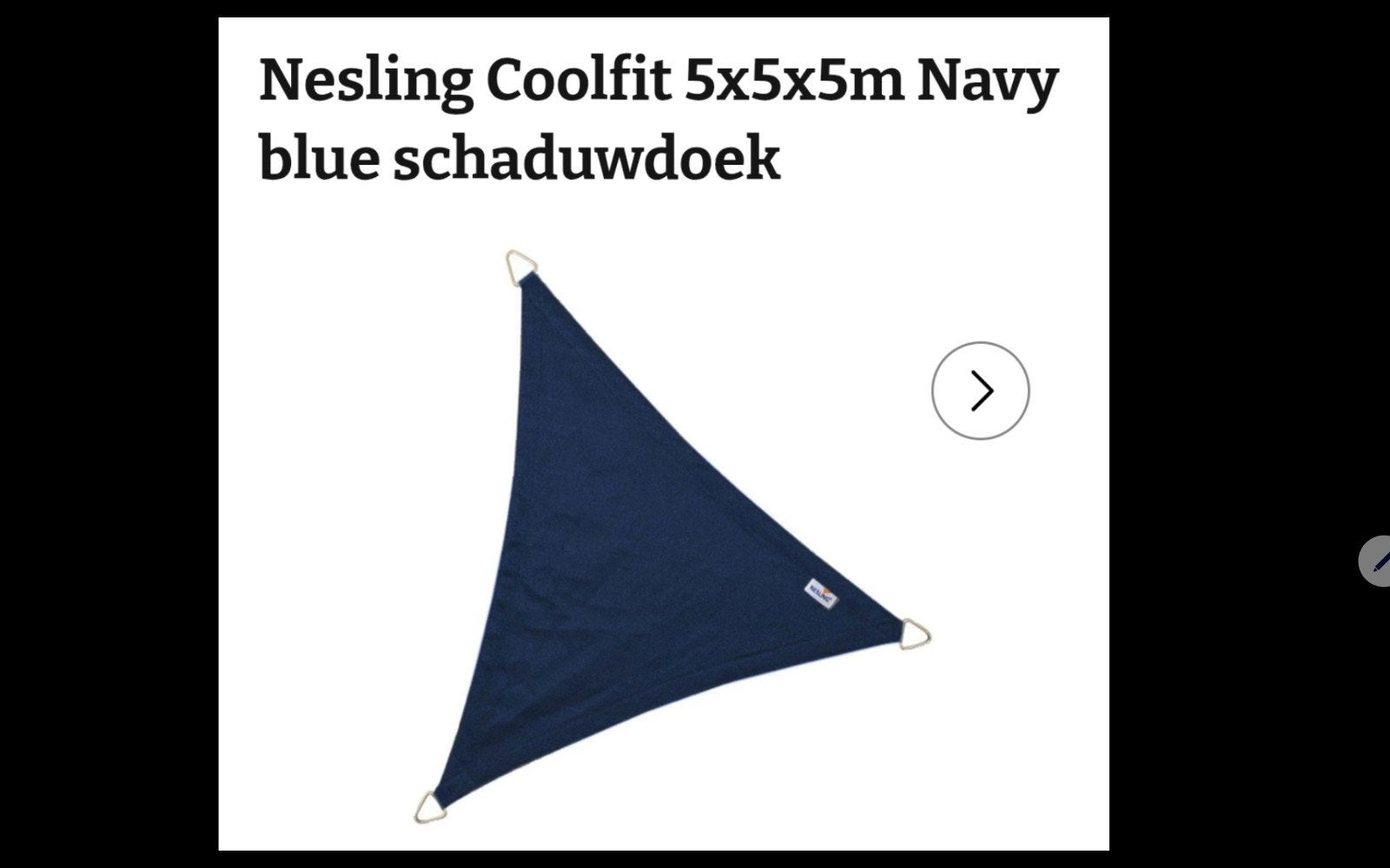 te koop schaduwdoek, Ophalen, Zo goed als nieuw