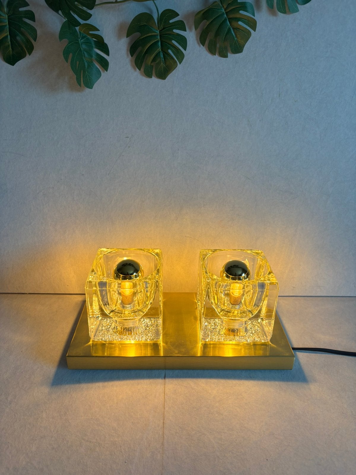 Vintage Peill & Putzler "Ice Cube" wandlamp plafondlamp  70”, Ophalen of Verzenden, Gebruikt, Glas