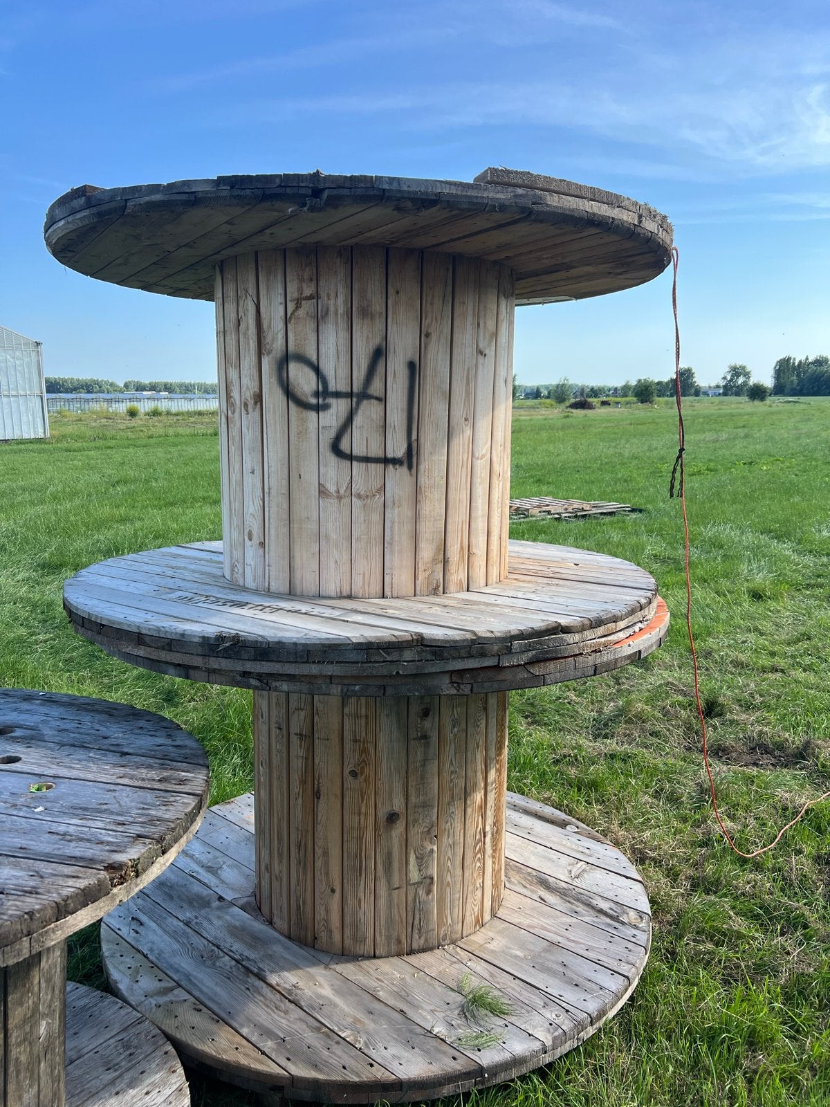 Grote houten kabelhaspel - Ideaal voor tuintafel, Ophalen, Gebruikt