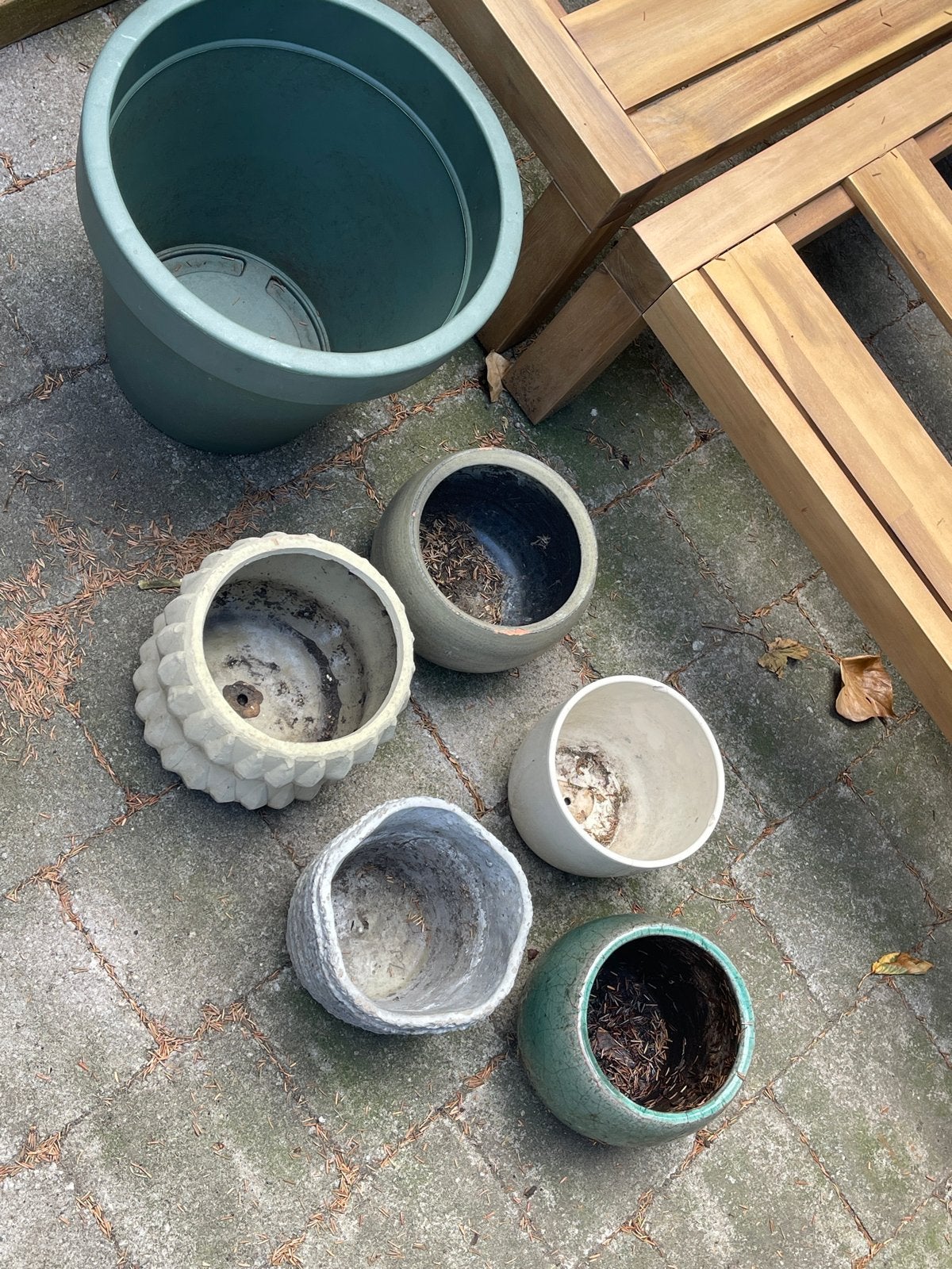 Diverse plantenpotjes in verschillende maten en materialen, Ophalen, Kunststof, Gebruikt, Rond