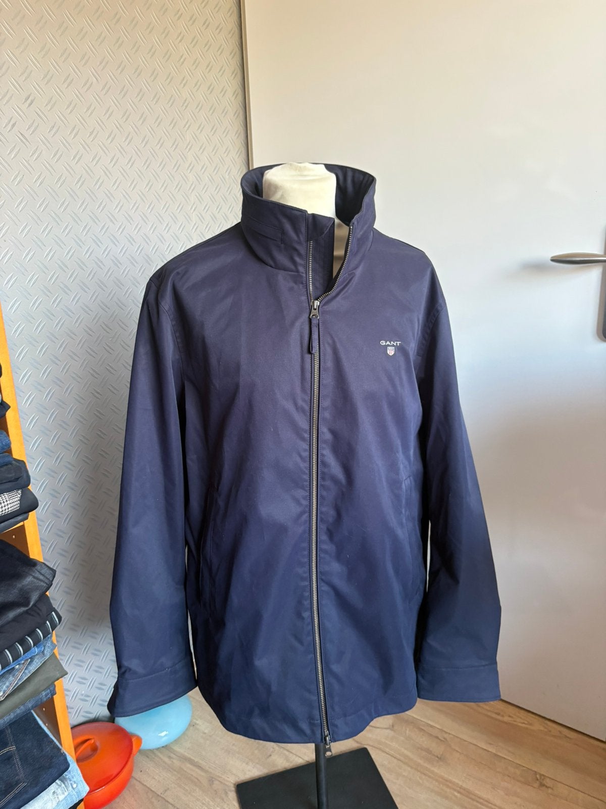 Gant jas donkerblauw L, Ophalen of Verzenden, Zo goed als nieuw, Maat 52/54 (L), Blauw