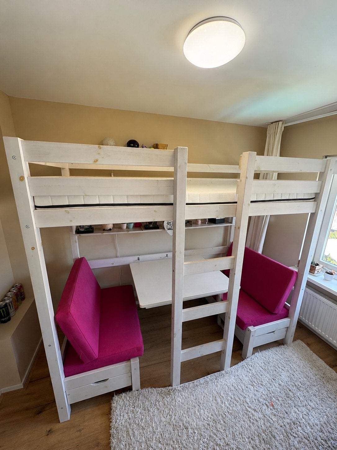 IKEA Hoogslaper met bureau en zitbank/logeerbed, Ophalen, Gebruikt, Eenpersoons, 200 cm