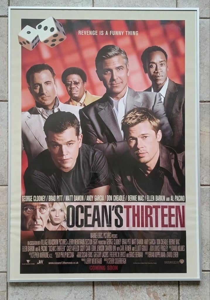 Filmposter voor de film Ocean's Thirteen in lijst., Verzamelen, Posters, Ophalen of Verzenden, Nieuw, Film en Tv