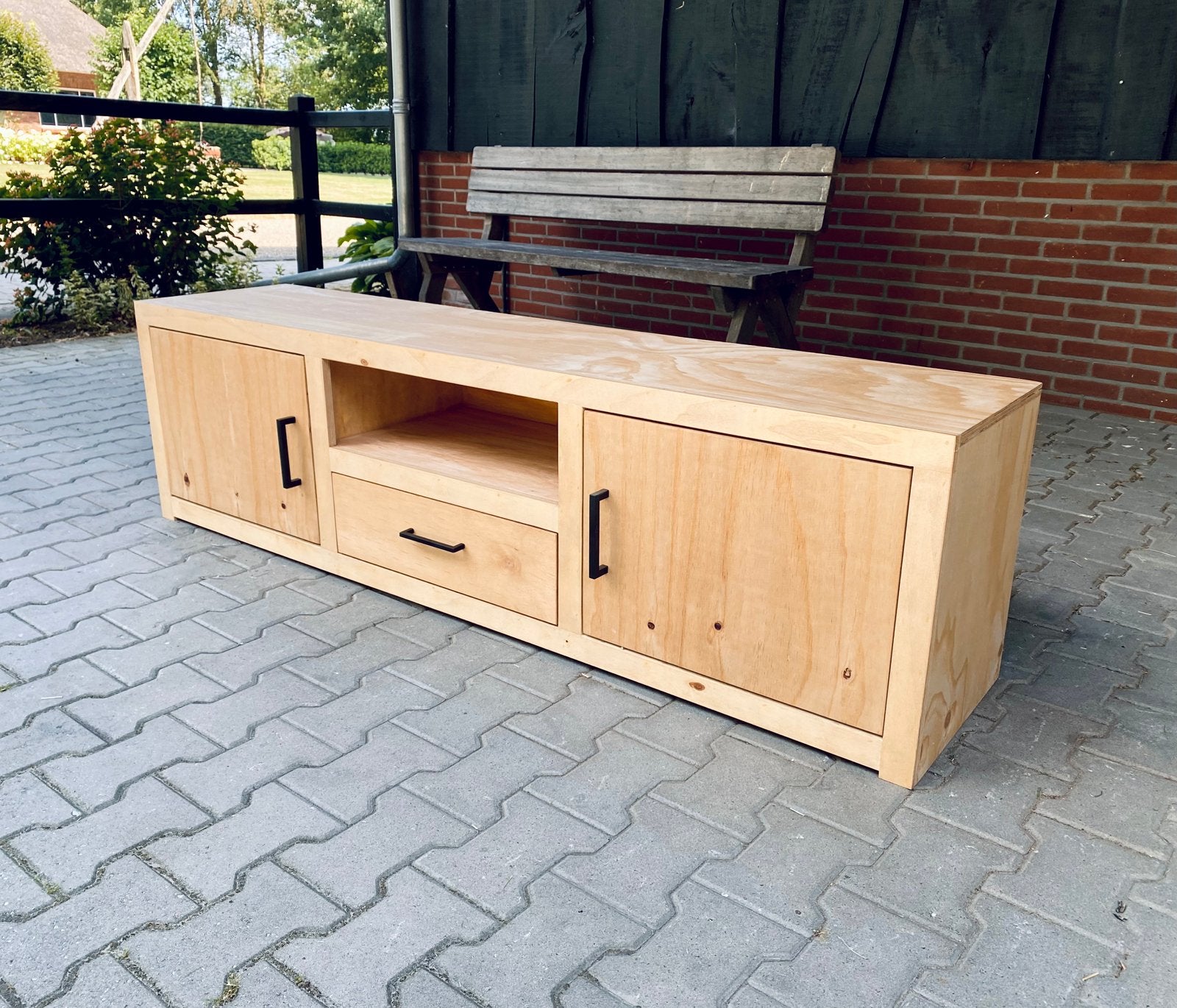 Nieuw houten tv meubel, Ophalen, Overige materialen, 150 tot 200 cm, Nieuw