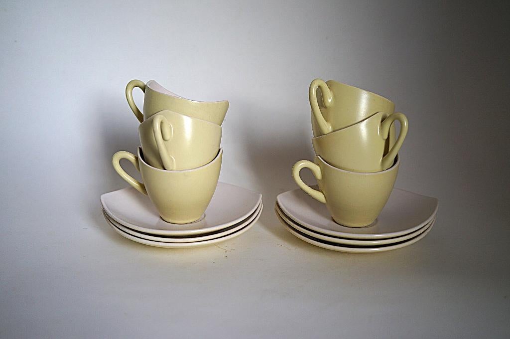 vintage set 6x kop schotel Huizen Holland tulipe geel wit., Ophalen of Verzenden