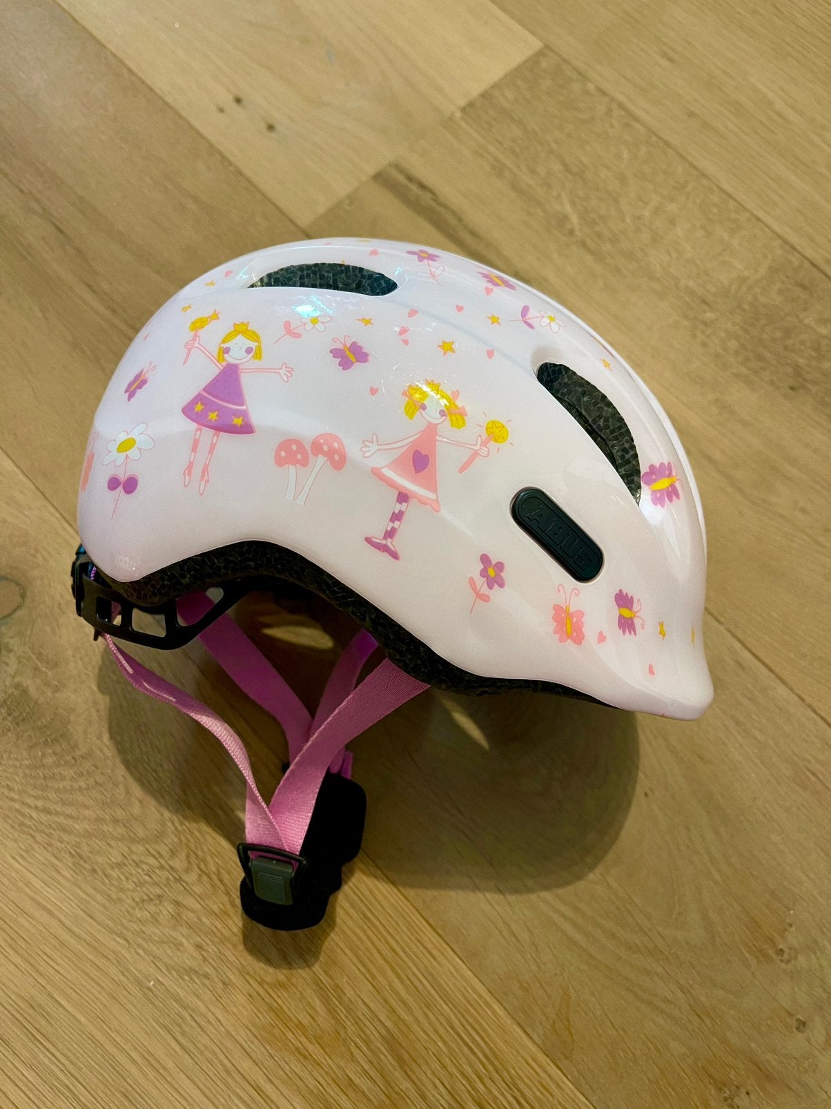 🌸 Abus roze prinsessen kinder helm maat S 45-50 cm 🌸, Ophalen, Zo goed als nieuw, S, Meisje