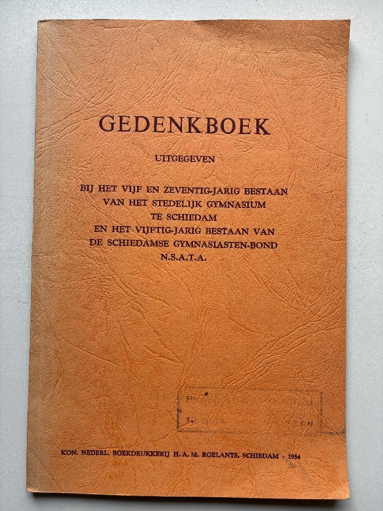 Gedenkboek Stedelijk Gymnasium Schiedam 1954, Gelezen, A.Gabel e.a., Maatschappij en Samenleving, Ophalen of Verzenden