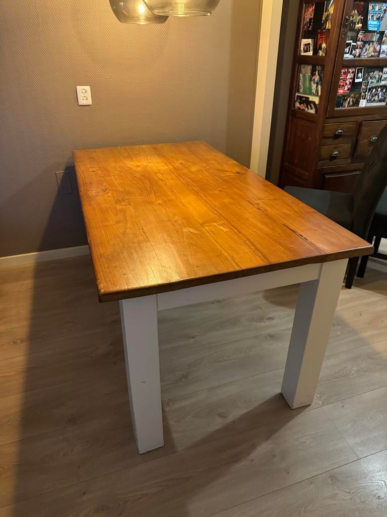 Massief old teak houten eettafel - 167x78x90cm, Huis en Inrichting, Tafels | Eettafels, Ophalen, Gebruikt, 50 tot 100 cm, 150 tot 200 cm