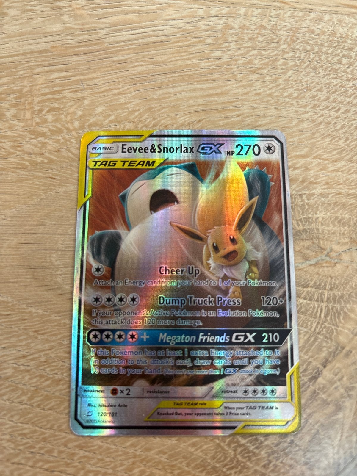 Pokémon Kaart Eevee & Snorlax GX TAG TEAM 120/181, Hobby en Vrije tijd, Verzamelkaartspellen | Pokémon, Ophalen of Verzenden, Zo goed als nieuw