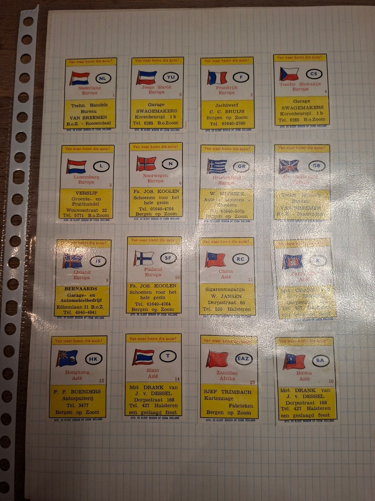 Kloof:Complete serie 'Waar komt die auto vandaan?' jaren '60, Verzamelen, Ophalen of Verzenden, Zo goed als nieuw, Luciferdoosjes of -merken
