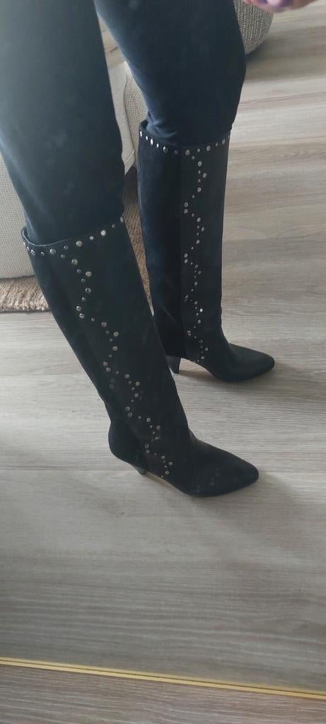Gave zwarte laarzen van Aaiko. Leer/suède met studs. Maat 37, Kleding | Dames, Schoenen, Hoge laarzen, Aaiko, Zwart, Ophalen of Verzenden