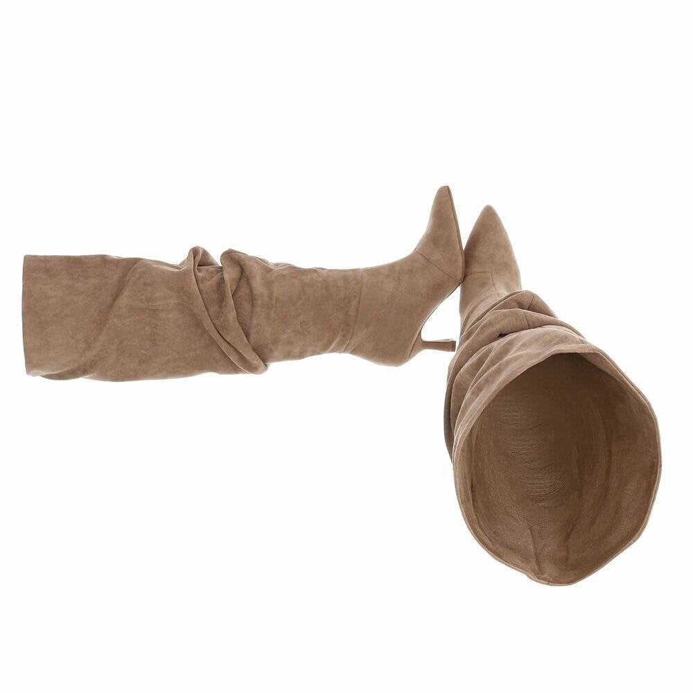 Dames slouchy overknee laarzen khaki beige 36 37 38 39 40 41, Info@lunamex.com, Hoge laarzen, Lunamex Trading, Beige