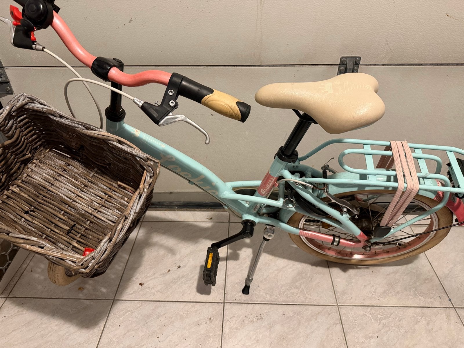 Coolio Prinses kinderfiets met mandje - 16 inch, Fietsen en Brommers, Ophalen, Gebruikt, Terugtraprem, 16 tot 20 inch