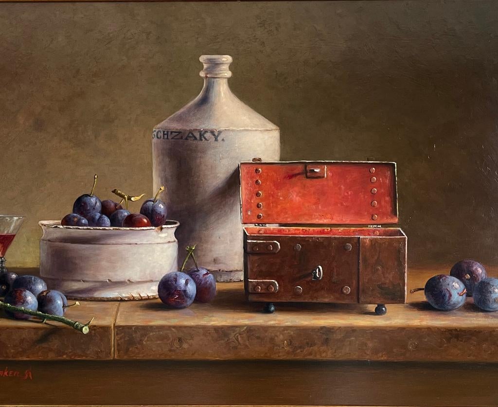 Groot schilderij stilleven Hans Habraken op paneel., Antiek en Kunst, Ophalen