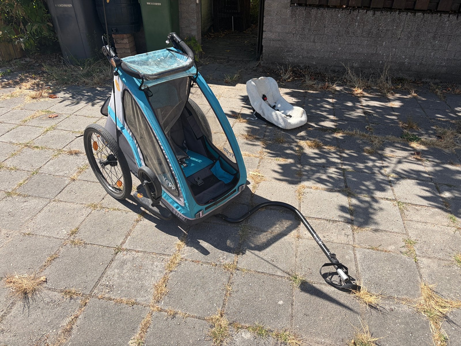 Yepp solo fietskar met stoeltje/babyschaal, Ophalen, Gebruikt, Opvouwbaar, 20 tot 40 kg