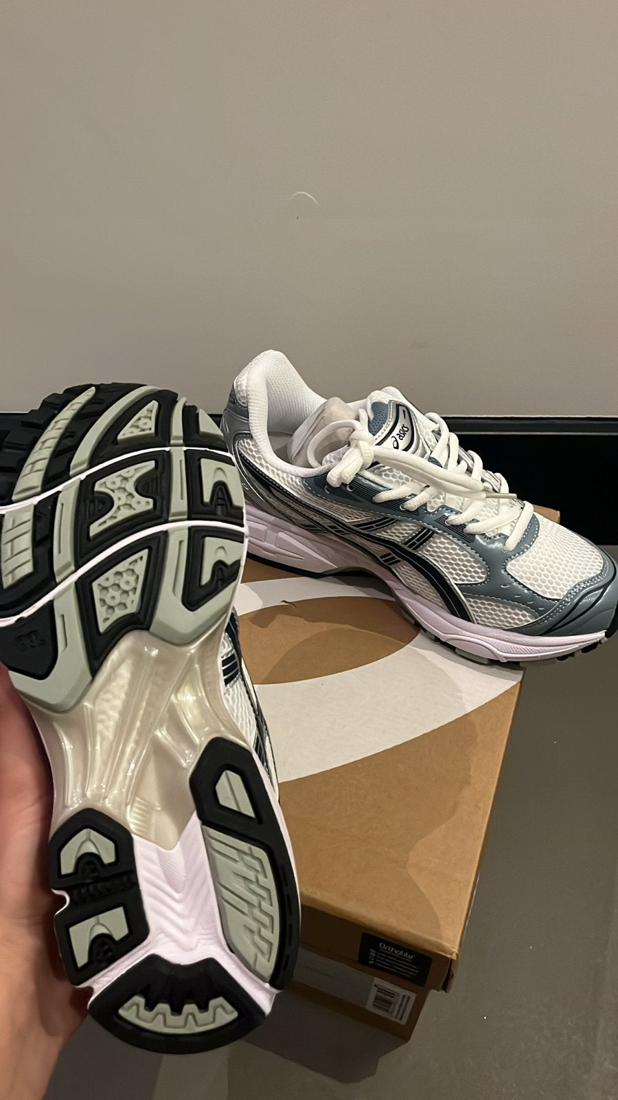 ASICS GEL-KAYANO 14 White/Fjord Grey - Nieuw in doos, Kleding | Heren, Ophalen of Verzenden, Nieuw, Wit, Sneakers of Gympen
