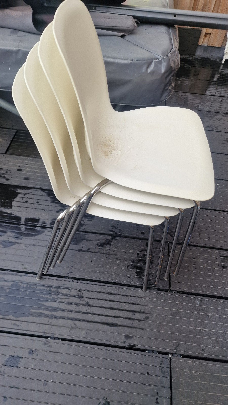 Ikea stoelen 4 x    SKÅLSTA, Huis en Inrichting, Stoelen, Ophalen of Verzenden, Wit, Kunststof, Vier
