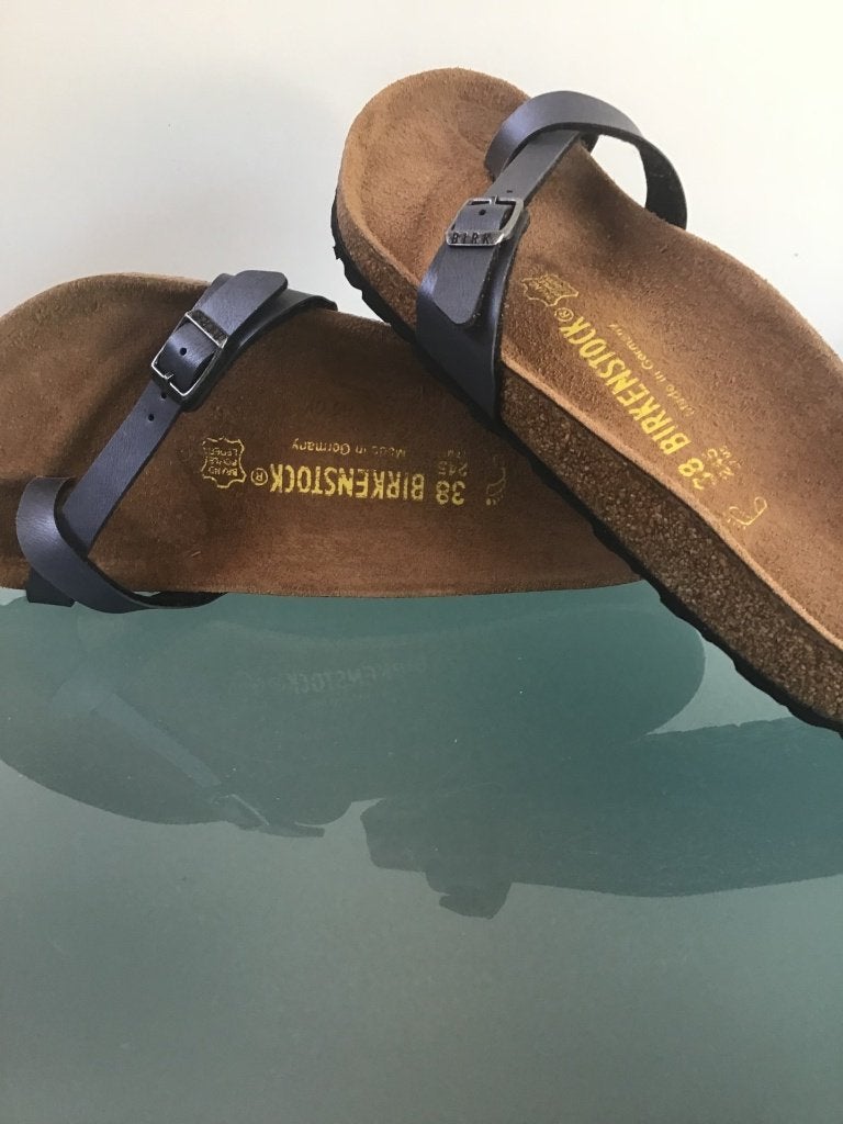 Birkenstock Piazza 38 | grijze slippers | Gratis verzenden, Kleding | Dames, Schoenen, Slippers, Verzenden, Zo goed als nieuw