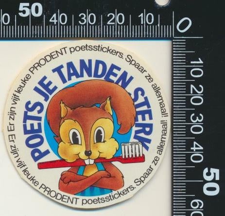 Sticker: Prodent - Poets je tanden sterk (2), Ophalen of Verzenden, Zo goed als nieuw, Bedrijf of Vereniging