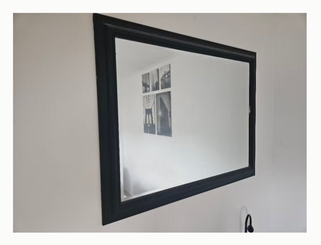 Grote zwarte spiegel met lijst, Huis en Inrichting, Woonaccessoires | Spiegels, Ophalen, Zo goed als nieuw, 100 tot 125 cm, Minder dan 100 cm