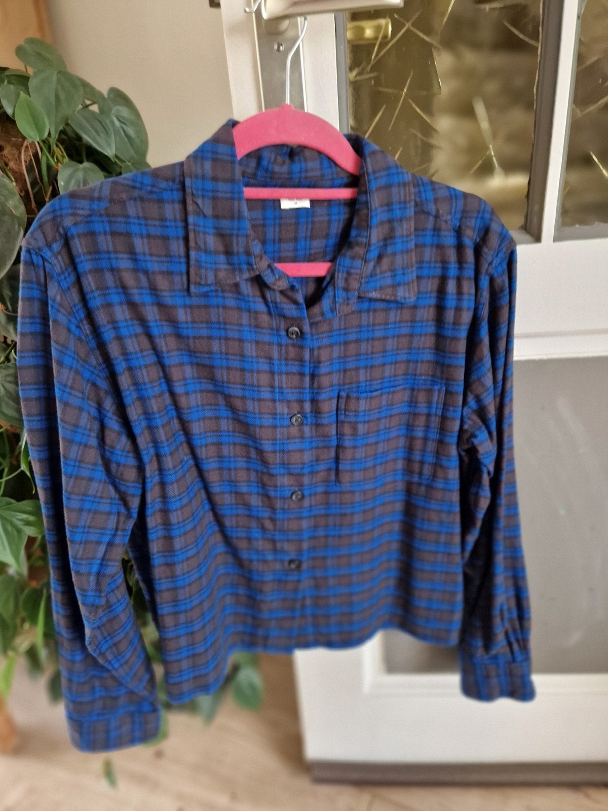 Uniqlo geruit flanellen overhemd maat M, Maat 38/40 (M), Blauw, Ophalen of Verzenden, Zo goed als nieuw