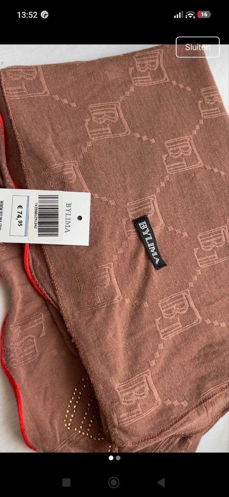Bylima Hijab met patroon en steentjes, Bylima, Ophalen of Verzenden, Nieuw