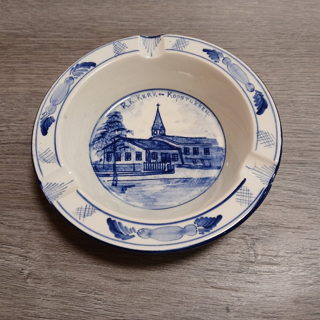 Delfts Blauwe Asbak Kerk Kopstukken, Verzamelen, Ophalen of Verzenden, Gebruikt, Asbak