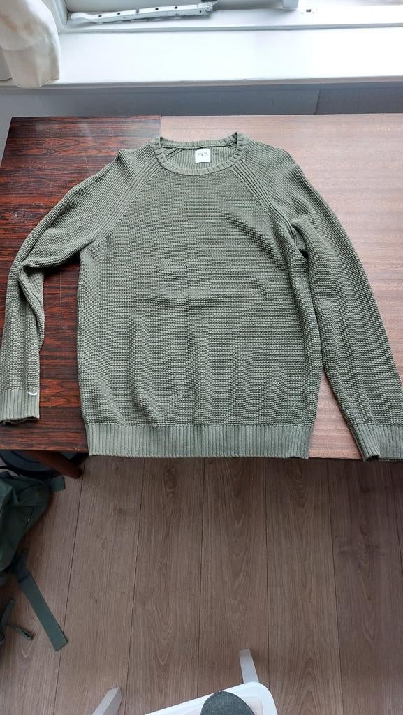 Zara Groen Gebreide Trui - Maat L, Kleding | Heren, Truien en Vesten, Maat 52/54 (L), Zara, Ophalen of Verzenden, Gedragen