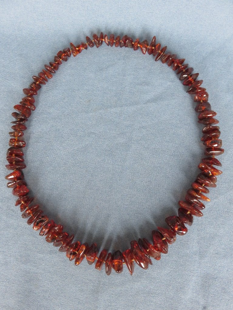 Hals ketting in barnsteen - 20e eeuw – lengte = 61 cm, Sieraden, Tassen en Uiterlijk, Kettingen, Ophalen of Verzenden, Gebruikt