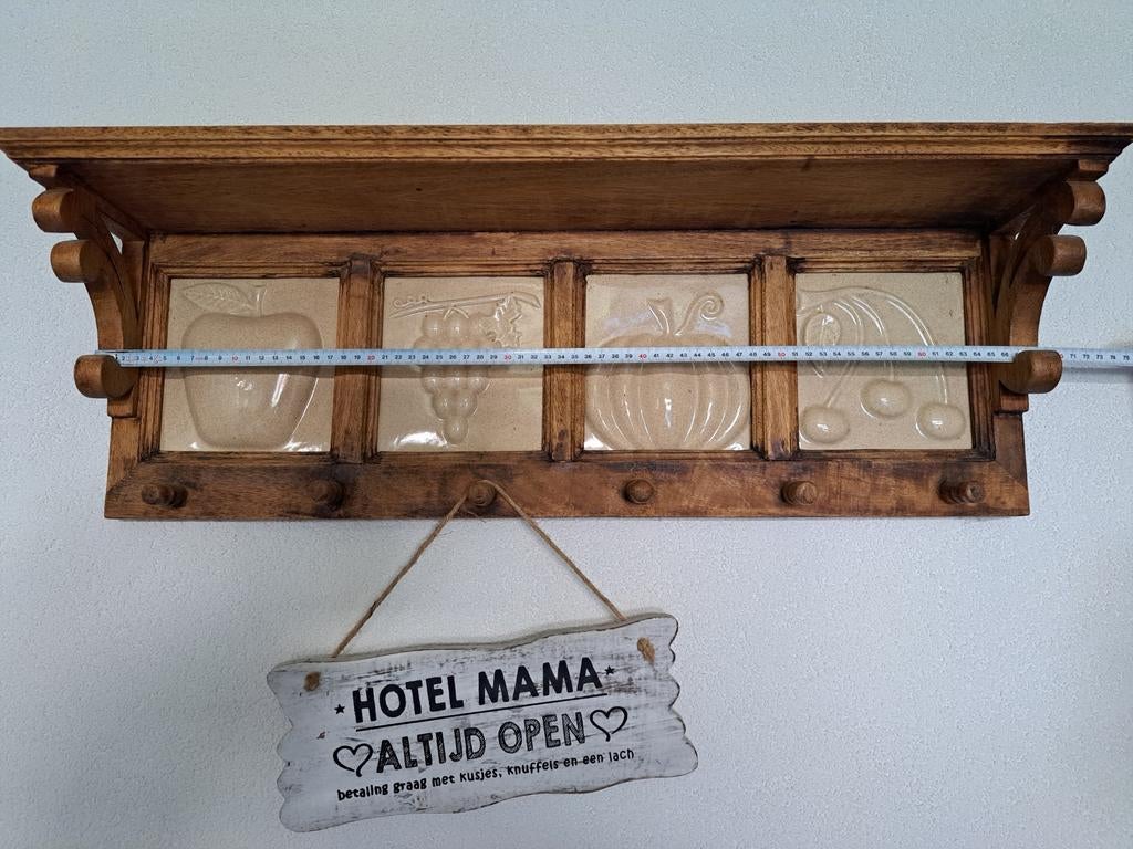 Brocante houten keukenrek met tegels, Gebruikt, Minder dan 100 cm, Hout, Ophalen