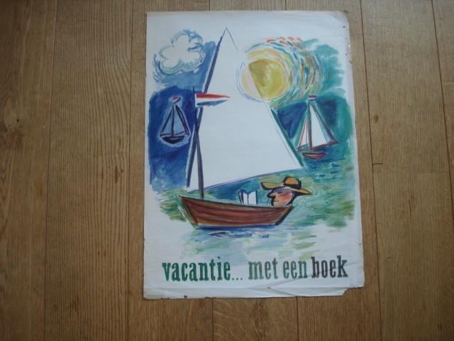 Boekenweek.(1268) poster, jaar 1954,  zomer actie cpnb., Boeken, Ophalen of Verzenden, Gelezen