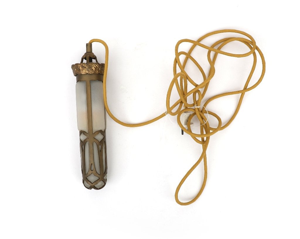 vintage Art Deco Brons lamp Hanglamp pendellamp cilinderlamp, Ophalen of Verzenden