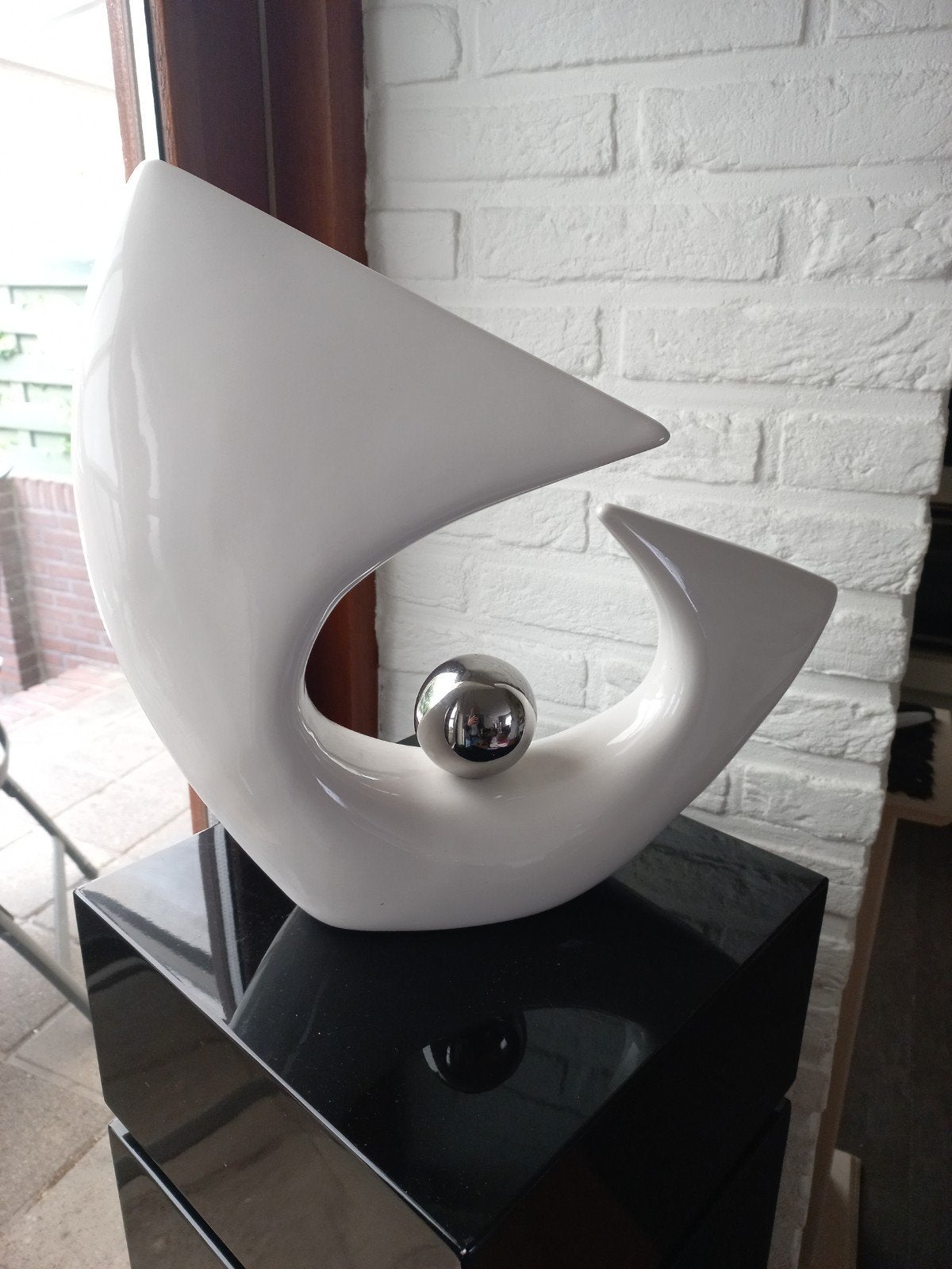 Wit-zilveren sculptuur design by Peri Glass, Ophalen of Verzenden, Zo goed als nieuw