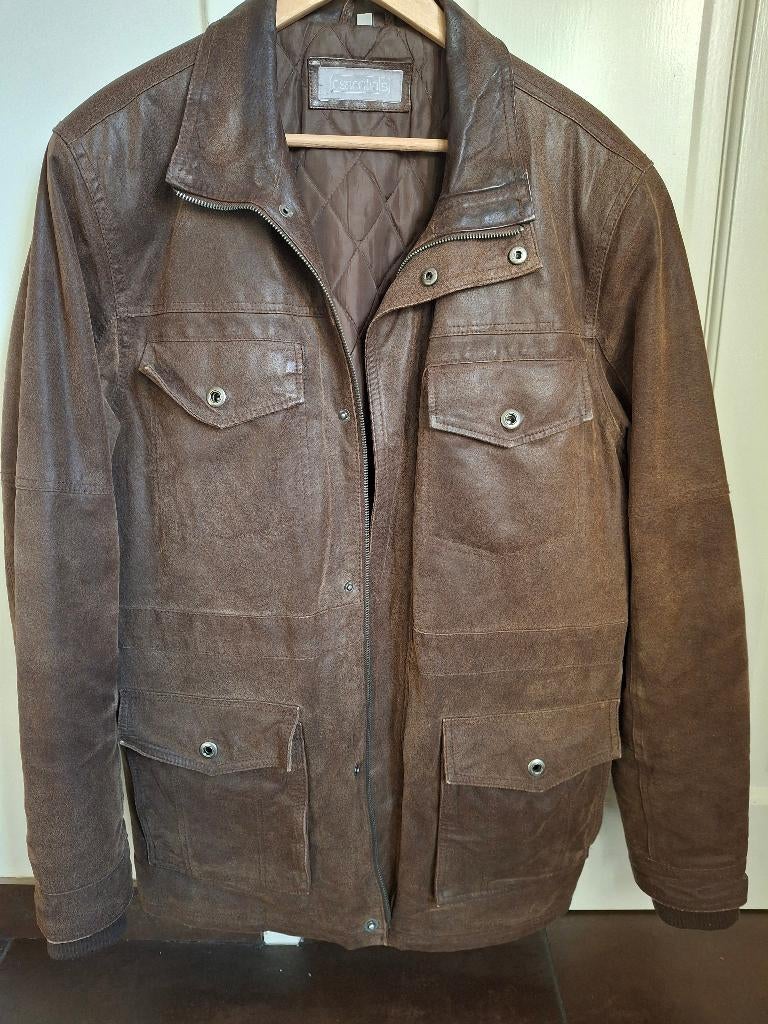 vintage leren jas, Ophalen, Bruin, Maat 48/50 (M), Essentials