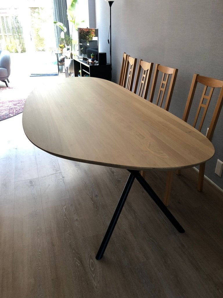 eiken eettafel organisch of deens ovaal, Huis en Inrichting, Tafels | Eettafels, 100 tot 150 cm, Verzenden, Vijf personen of meer